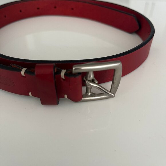 Vintage Coach 90s Red Leather Belt Women's Medium - Picture 3 of 15